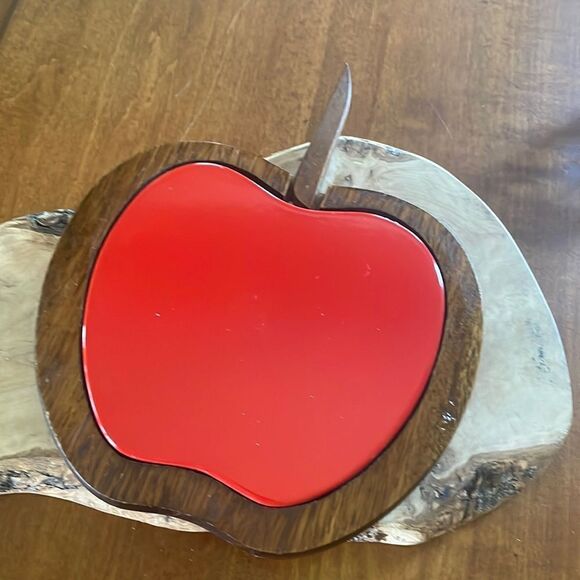 Vintage Woodcrest by Styson Red Apple Cheese Board with Knife - Picture 1 of 6